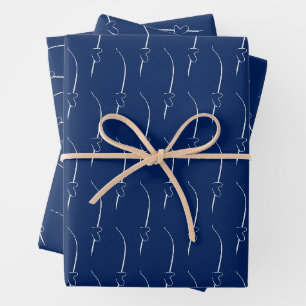 Feuille De Papier Cadeau Coeur Liens Grey Sapphire Blue Mariage Engagement