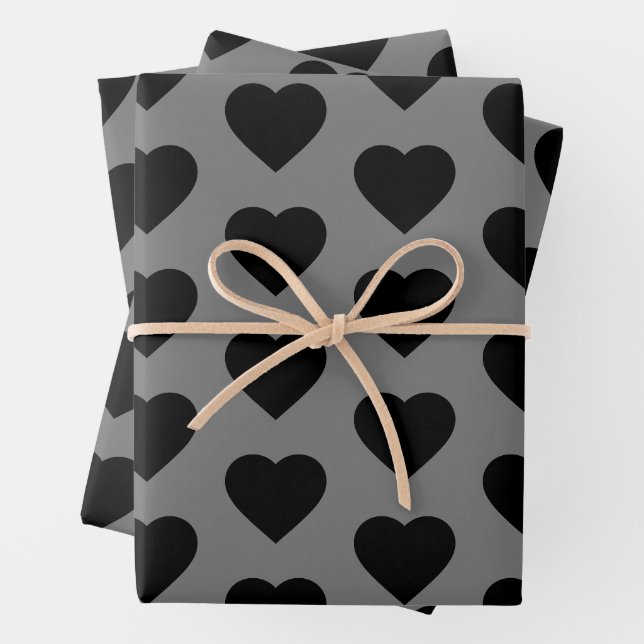 Feuille De Papier Cadeau Coeur noir Valentine Goth Love (En situation)