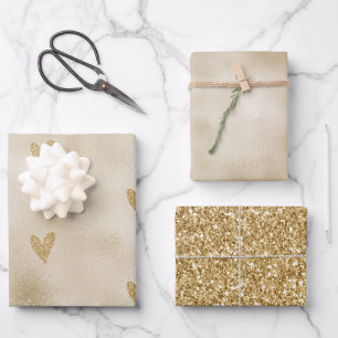 Feuille De Papier Cadeau Coeur Parties scintillant or