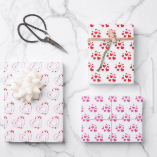 Feuille De Papier Cadeau Coeur rose clair rouge