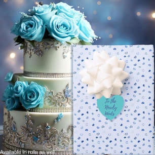 Feuille De Papier Cadeau Coeurs - bleu foncé sur bleu clair
