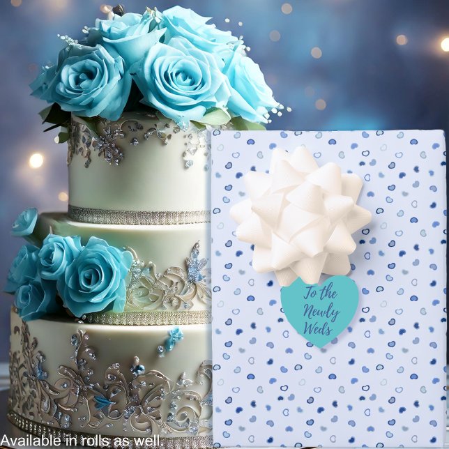 Feuille De Papier Cadeau Cœurs - Bleu foncé sur bleu clair (Hearts - Dark Blue on Light Blue Wrapping Paper Sheets-cake-by Leapfroglisics Shop)