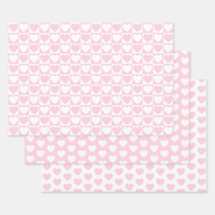 Feuille De Papier Cadeau Coeurs clairs roses et blancs