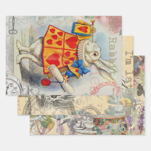 Feuille De Papier Cadeau Coeurs de lapin blanc Alice Classic