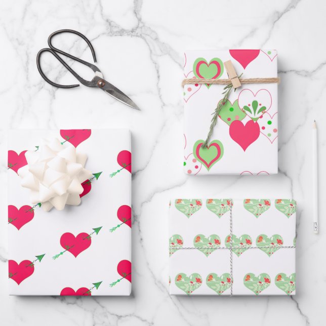 Feuille De Papier Cadeau Coeurs de Saint-Valentin (Recto)