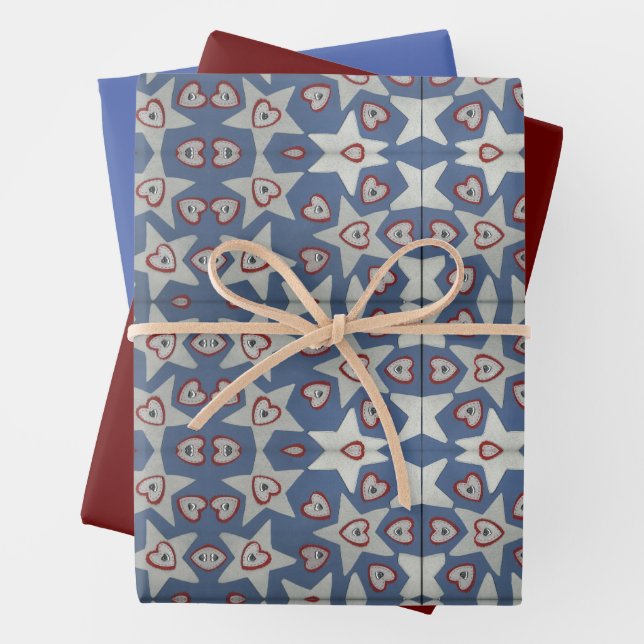 Feuille De Papier Cadeau Coeurs et étoiles  (En situation)