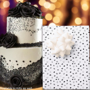 Feuille De Papier Cadeau Coeurs - gris à noir sur Arrière - plan blanc