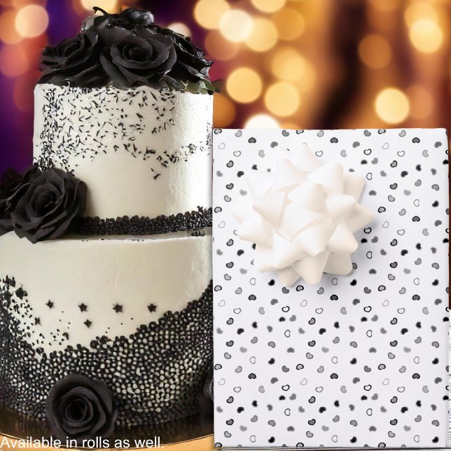 Feuille De Papier Cadeau Coeurs - gris à noir sur Arrière - plan blanc (Hearts - Gray to Black on White Background Wrapping Paper Sheets-cake-by Leapfroglisics Shop)