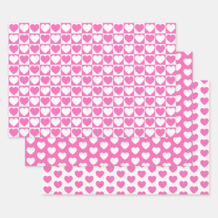Feuille De Papier Cadeau Coeurs roses et blancs