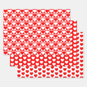 Feuille De Papier Cadeau Coeurs rouges et blancs