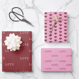 Feuille De Papier Cadeau Coeurs rouges et roses Amour moderne Saint Valenti