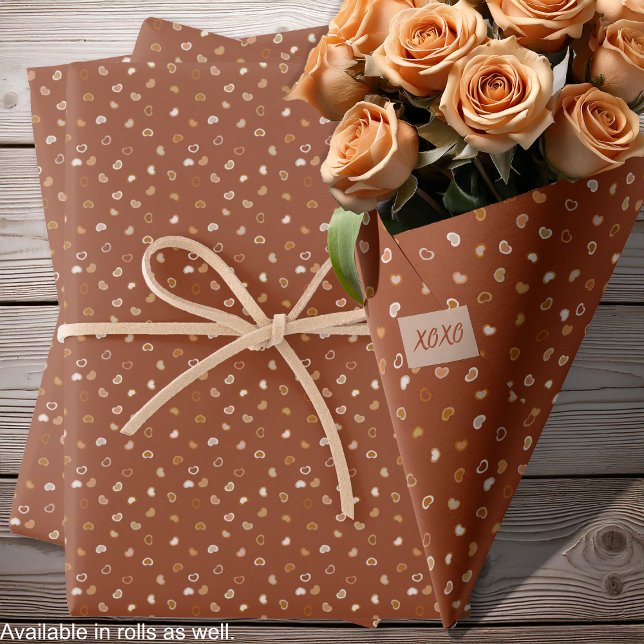 Feuille De Papier Cadeau Coeurs-Rustique Brown-Valentin pour Lui ou Mariage (Hearts-Rustic Brown-Valentine's for Him orWedding Wrapping Paper Sheets-roses-by Leapfroglisics Shop)