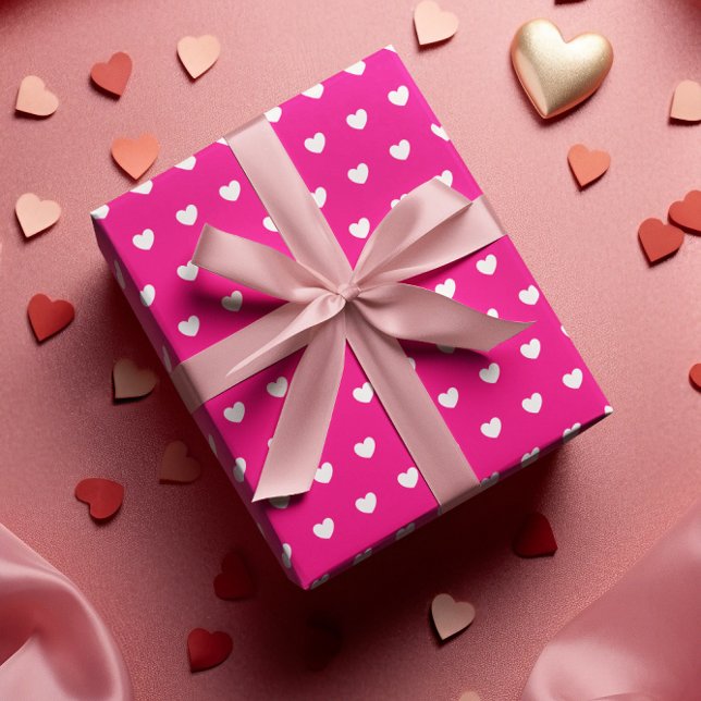 Feuille De Papier Cadeau Cœurs Saint-Valentin rose (Créateur téléchargé)