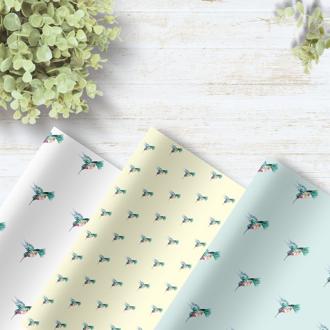 Feuille De Papier Cadeau Colibri aquarelle (Créateur téléchargé)