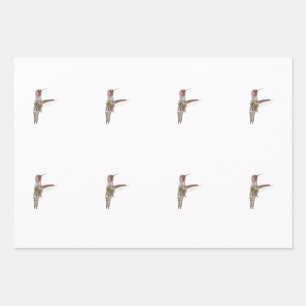 Feuille De Papier Cadeau Colibri et fleur simple