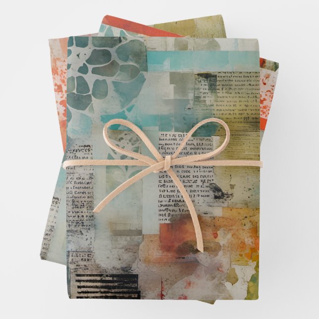 Feuille De Papier Cadeau Collage Abstrait Média mixte Abstrait (En situation)
