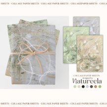 Collage Abstrait Vert Beige Gris