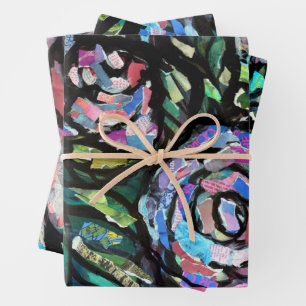 Feuille De Papier Cadeau Collage de chats gris Art Kitty Chats Collages