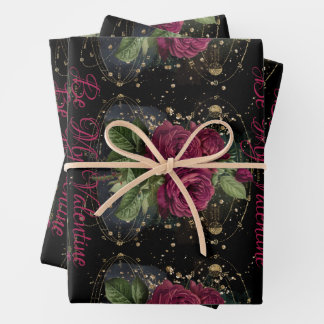 Feuille De Papier Cadeau Collage de filles - roses rouges du sang