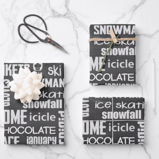 Feuille De Papier Cadeau Collage du tableau de bord d'hiver (Recto)