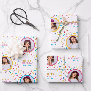 Feuille De Papier Cadeau Collage photo amusant saupoudrer joyeux anniversai