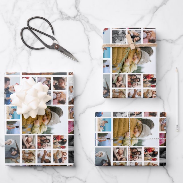 Feuille De Papier Cadeau Collage photo personnalisé (Recto)