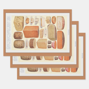 Feuille De Papier Cadeau Collage vintage de fromages domestiques, Beeton, 1