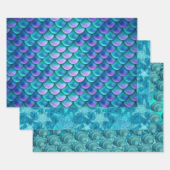 Feuille De Papier Cadeau Collection Blue Seaside (Lot)