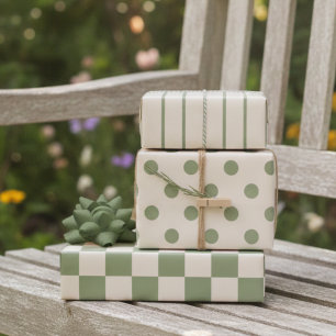 Feuille De Papier Cadeau Collection Cottage Jardin Vert Sauge 3 Packs