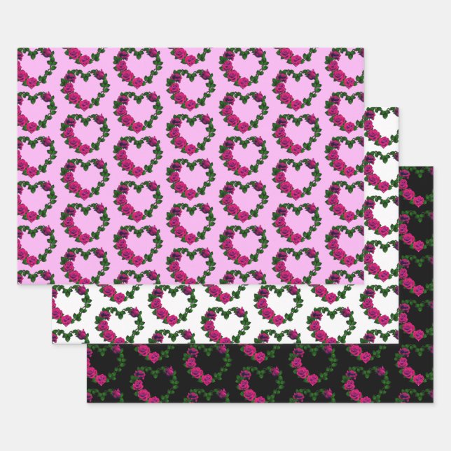 Feuille De Papier Cadeau Collection de couronnes cardiaques roses (Lot)