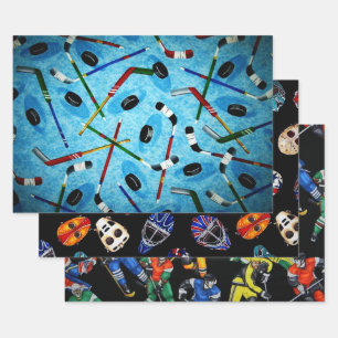 Feuille De Papier Cadeau Collection de hockey sur glace