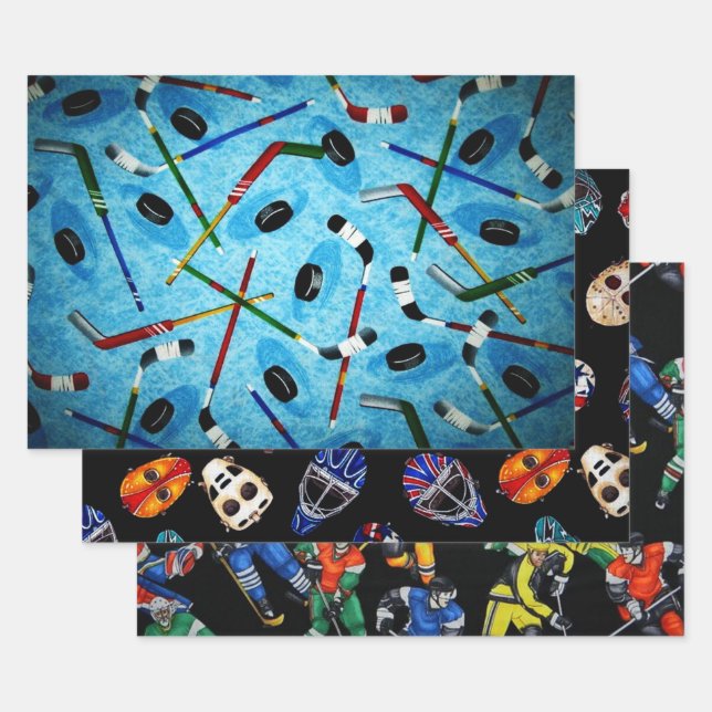 Feuille De Papier Cadeau Collection de hockey sur glace (Lot)