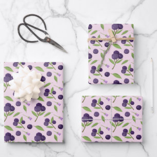 Feuille De Papier Cadeau Collection de Motifs de paniers de fruits - bleuet