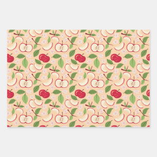 Feuille De Papier Cadeau Collection de Motifs de paniers de fruits - Pommes