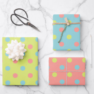 Feuille De Papier Cadeau Collection de Motifs de Pâques de vacances Polka D