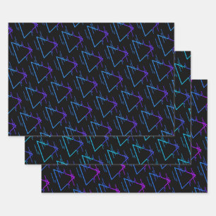 Feuille De Papier Cadeau Collection de Motifs géométriques Retro Neon