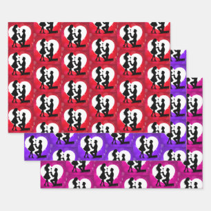 Feuille De Papier Cadeau Collection de silhouettes de proposition de cœur