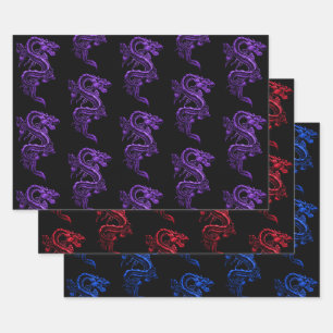 Feuille De Papier Cadeau Collection Dragon asiatique