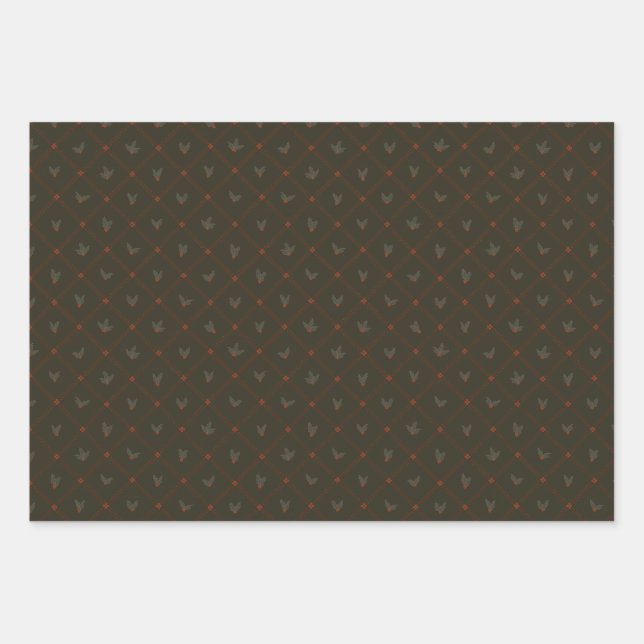 Feuille De Papier Cadeau Collection Noël | Holly, Floral, Rayures (Devant)