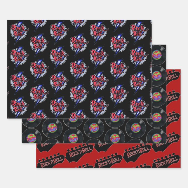 Feuille De Papier Cadeau Collection Retro Rock & Roll (Lot)