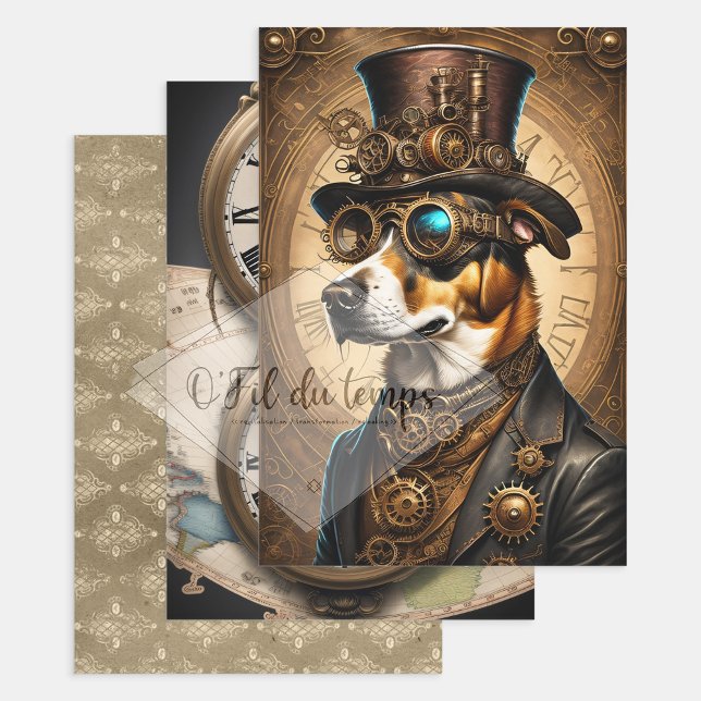 Feuille De Papier Cadeau Collection Steampunk Animal - Dog (Créateur téléchargé)