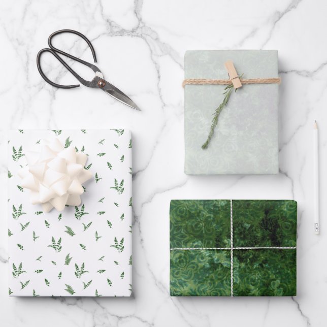 Feuille De Papier Cadeau Collection verte Forrest (Recto)