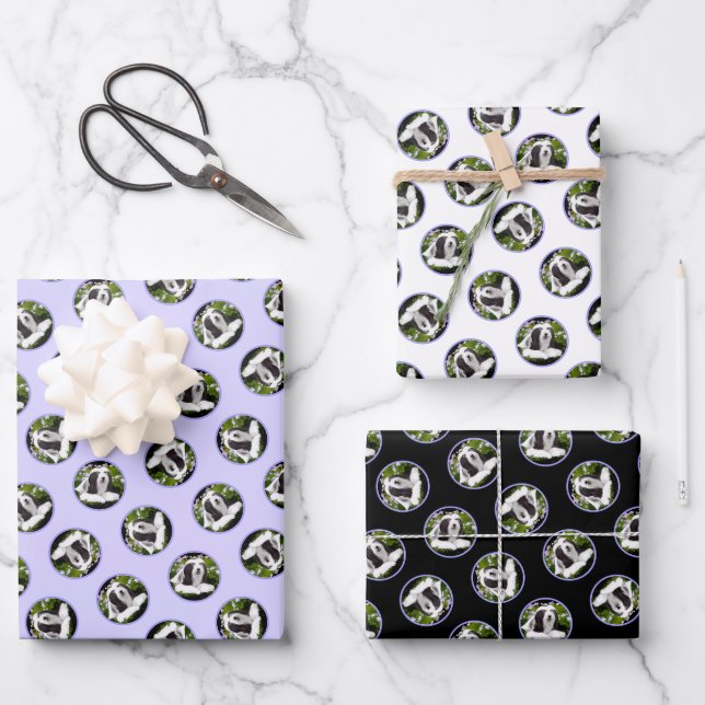 Feuille De Papier Cadeau Collie hardie Black Peinture Cute Dog Art (Recto)