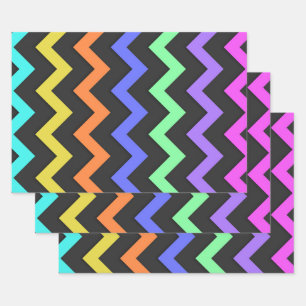 Feuille De Papier Cadeau Coloré Chevron Vibrant Cool Motif d'été amusant