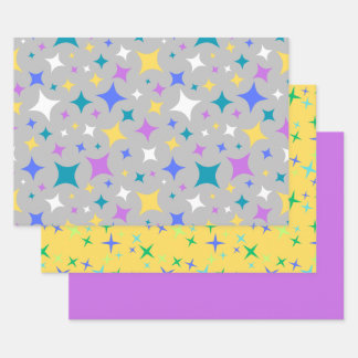 Feuille De Papier Cadeau Coloré Diamond Stars Coordonnant jeu d'enveloppes 