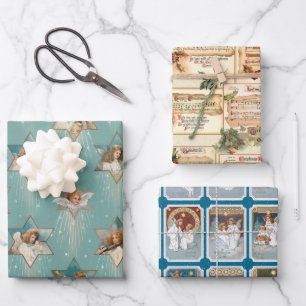 Feuille De Papier Cadeau Coloré Élégant Festif Anges victoriens