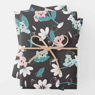 Feuille De Papier Cadeau Coloré Koala Motif mignon animal et floral