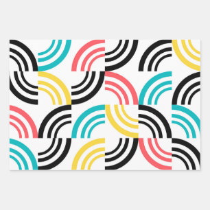 Feuille De Papier Cadeau Coloré, moderne, amusant, joyeux graphisme géométr