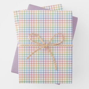 Feuille De Papier Cadeau Coloré pastel plaid mignon printemps de Pâques