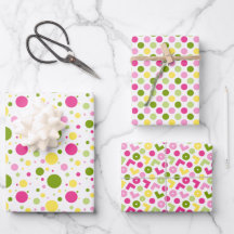 Coloré rose jaune vert Polka Dot cadeau de vacance
